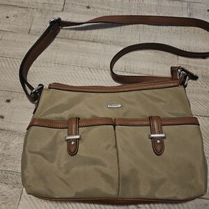 Tan and Brown Men's Crossbody Bag